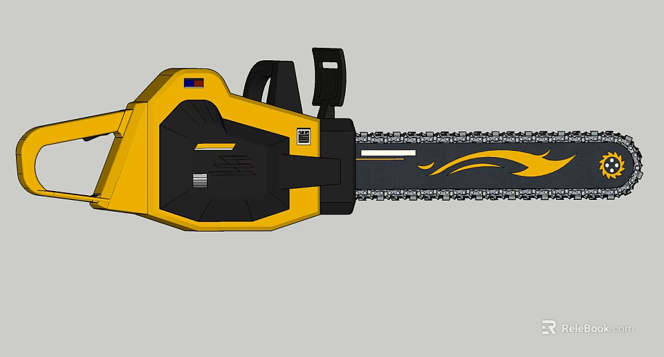 Industrial Equipment Chainsaw Featuring Yellow Black Design Ergonomic Handle And Powerful Chain 3d model 