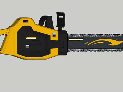 Industrial Equipment Chainsaw Featuring Yellow Black Design Ergonomic Handle And Powerful Chain 3d model