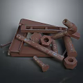 Assorted Rusty Hardware Tools Including Bolts Nuts Hammer And Metal Plates