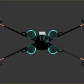 Futuristic Sci Fi Spaceship With Glowing Neon Engines And Mechanical Wings