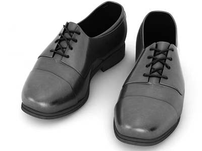 Black Leather Formal Lace Up Cap Toe Business Shoes For Men 3d model