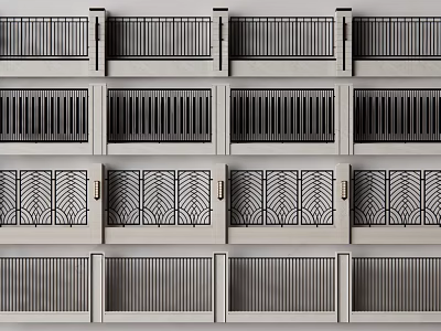 Modern Feature Wall With Layered Grille Design And Decorative Geometric Patterns 3d model