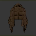 Brown Hooded Padded Outerwear With Draped Flaps And Structured Silhouette Design