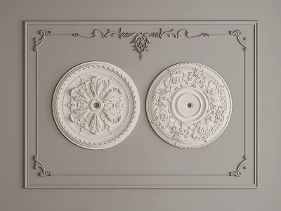 French plaster line carved lamp panel 3d model