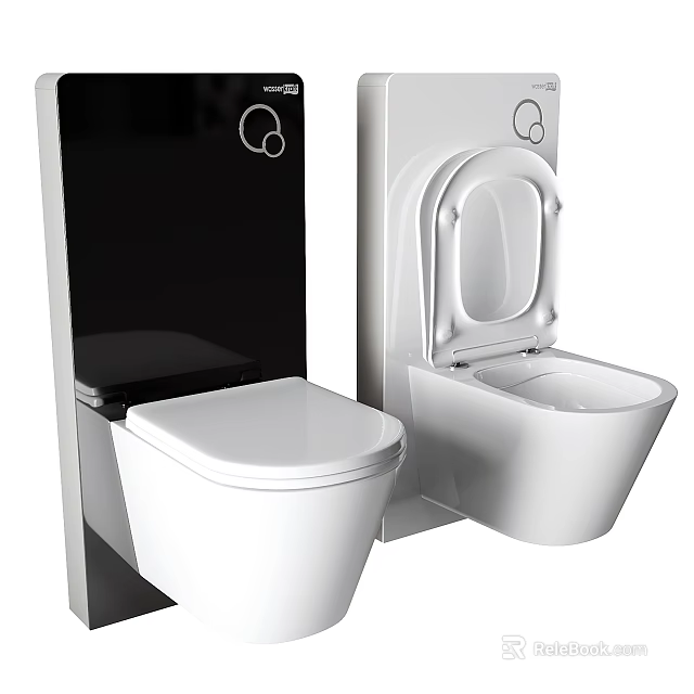 Modern White Toilet Design Featuring Wall Hung And Floor Mounted Models With Open Seats 3d model 