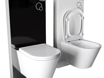 Modern White Toilet Design Featuring Wall Hung And Floor Mounted Models With Open Seats 3d model