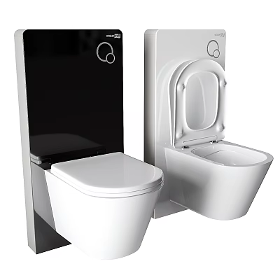 Modern White Toilet Design Featuring Wall Hung And Floor Mounted Models With Open Seats 3d model