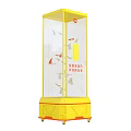 Yellow Shared Claw Machine With Transparent Enclosure And Wheels For Doll Grabbing 3d model