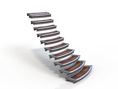 Modern Architectural Spiral Staircase Design With Metal Frame And Wooden Steps 3d model