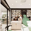 Modern Dental Clinic Interior With Dental Chair Medical Equipment And Certificates On Shelves