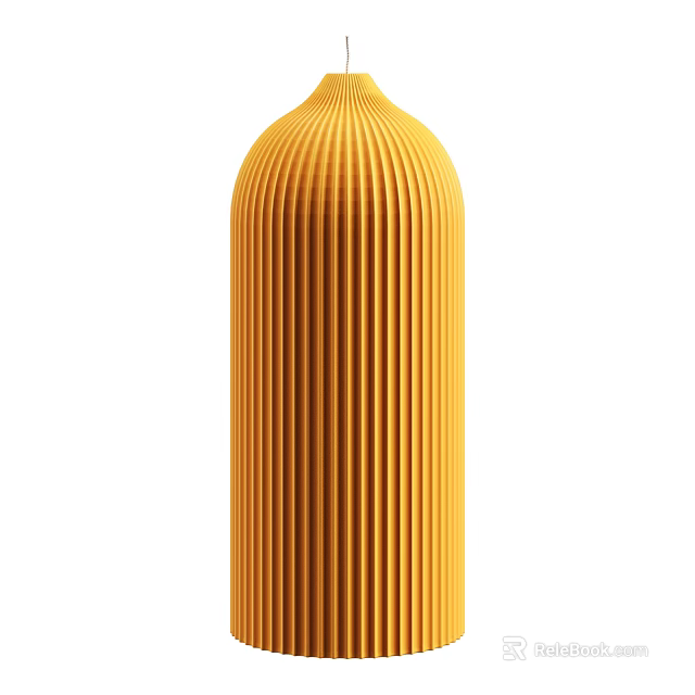 Yellow Vertical Striped Decorative Ornament Set With Modern Vase Design For Home Decor 3d model 
