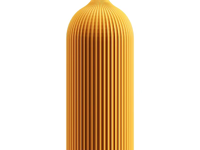 Yellow Vertical Striped Decorative Ornament Set With Modern Vase Design For Home Decor 3d model