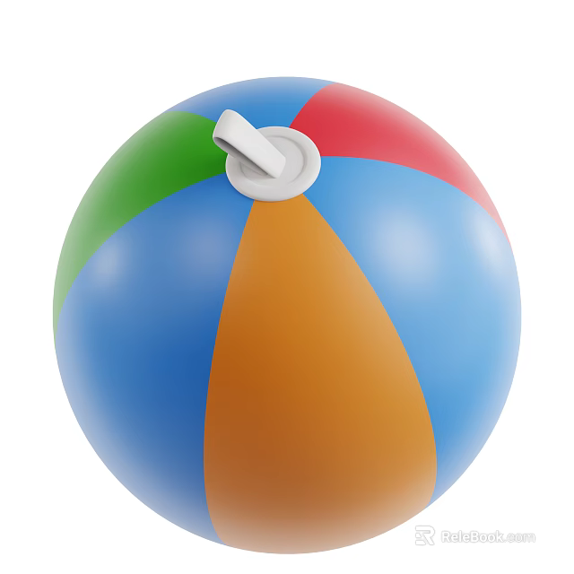 Colorful Inflatable Sports Equipment Ball With Multiple Colored Panels And Air Valve 3d model 