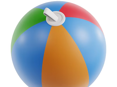Colorful Inflatable Sports Equipment Ball With Multiple Colored Panels And Air Valve 3d model