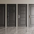 Black Security Doors With Various Designs In Modern Style On Marble Floor 3d model