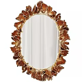 Oval Decorative Mirror With Gold Leaf Ornate Frame For Home Decoration