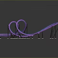 Curved Sculptural Track Structure With Purple Blue Rails And Black Supports