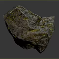 Natural Wood And Stone Decorative Piece With Irregular Shape Green Moss And Organic Surface Texture