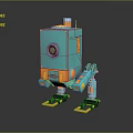 Blue And Orange Robot With Camera And Tracked Legs 3D Model Design 3d model