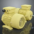 Two Yellow Industrial Electric Motors With Robust Design And High Efficiency