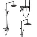Black Modern Shower Head Set With Rainfall Top Sprayer And Handheld Wand