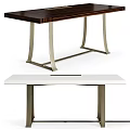 Elegant Modern Dining Table With Rectangular Wooden Top And Metal Legs 3d model