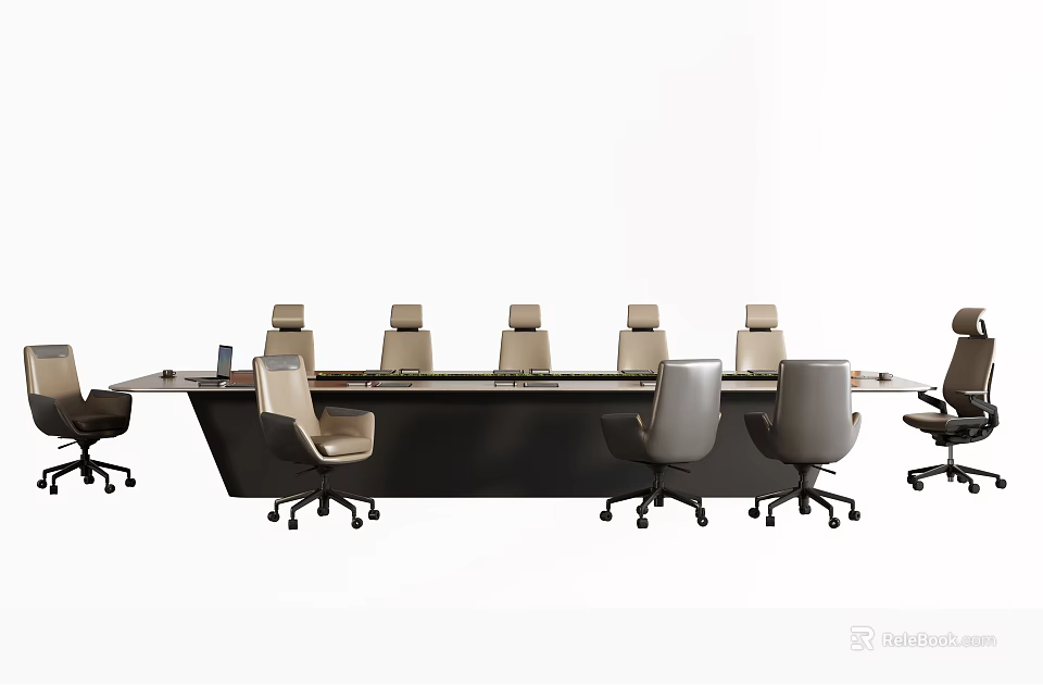 Modern Office Conference Table With Multiple Ergonomic Chairs And Spacious Design 3d model