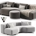 Beige And Light Green Modular Sofa Design With Pillows Ottoman And Blanket