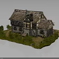 Charming Traditional Cottage With Tiled Roof Stone Wood Structure And Green Lawn