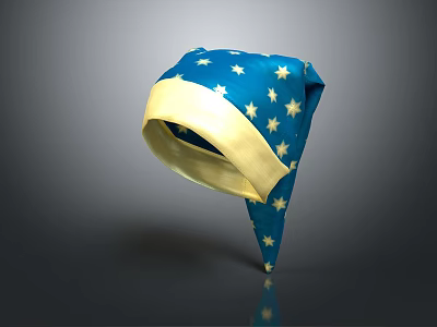 Stylish Blue Hat With Yellow Stars And Yellow Trim Design For Casual Look 3d model