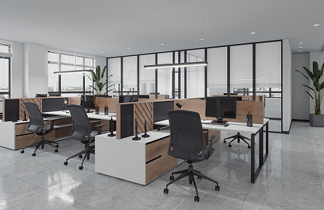 modern public office area office area 3d model