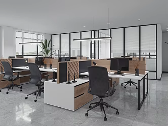 modern public office area office area 3d model