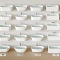 Variety of White Bathtub Designs Arranged in Rows