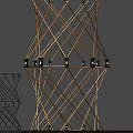 Woven Floor Lamps With Black And Gold Design And Small Bulbs For Interior