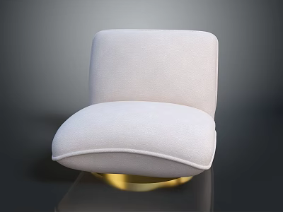 Elegant White Modern Chair With Round Gold Base And Soft Upholstery 3d model