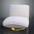 Elegant White Modern Chair With Round Gold Base And Soft Upholstery