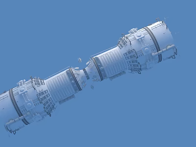 Space Station Module Structure With Connected Components And External Equipment 3d model