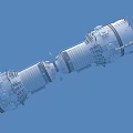 Space Station Module Structure With Connected Components And External Equipment 3d model