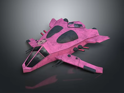 Pink Sci Fi Futuristic Spaceship Model With Aerodynamic Shape And Detailed Design 3d model