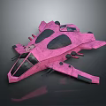 Pink Sci Fi Futuristic Spaceship Model With Aerodynamic Shape And Detailed Design