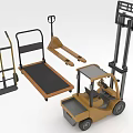 Various Material Handling Equipment Including Hand Truck Platform Truck Pallet Jack And Forklift