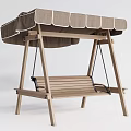 Outdoor Wooden Playground Swing Equipment with Canopy and Seating Structure