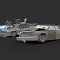 Vintage Modified Cars In A Row With Broken Parts And Accessories