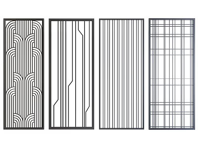 Modern Room Dividers With Various Geometric Patterns And Striped Grid Designs 3d model