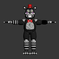 Black Bear Character With Red Hat Bow Tie Yellow Eyes And Striped Limbs