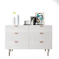 Modern Multicolored Console Table With Drawers And Decorative Items For Entryway 3d model