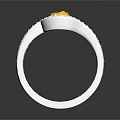 Elegant Silver Ring With Heart Shaped Yellow Gemstone And Small Diamonds