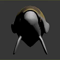 Aquatic Whale 3D Model with Yellow White Black Brown Head Orange Eyes on Gray Background