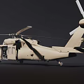 Military Transport Helicopter With Beige Body Rotor Blades Open Door And Tail Rotor