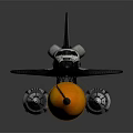 Space Shuttle Mounted on Orange Rocket Booster for Space Exploration Mission 3d model